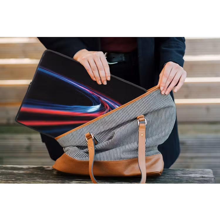 Gaming - Lichtbanen - Golvend - Rood laptophoes neopreen klein -tas