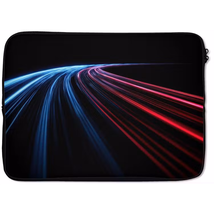 Gaming - Strepen - Gebogen - Blauw laptophoes neopreen klein -zkaufland3dotto