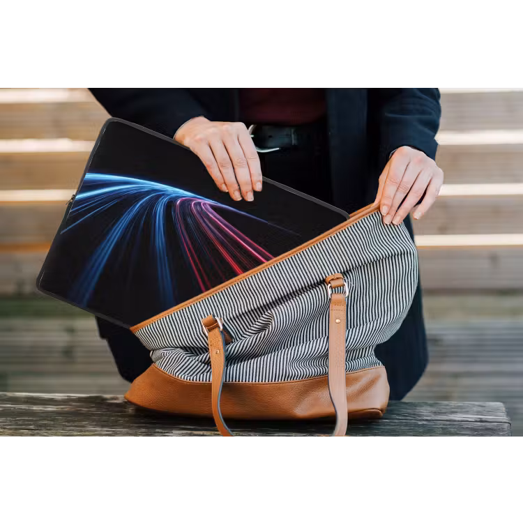 Gaming - Strepen - Gebogen - Blauw laptophoes neopreen klein -tas