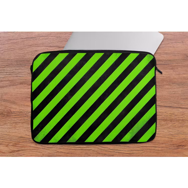 Gaming - Strepen - Schuin - Groen laptophoes neopreen klein -tafel