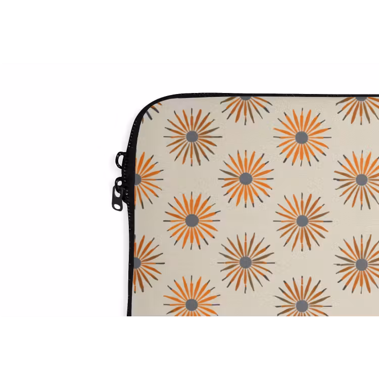 Madelief - Patroon - Oranje laptophoes neopreen klein 279 -detail