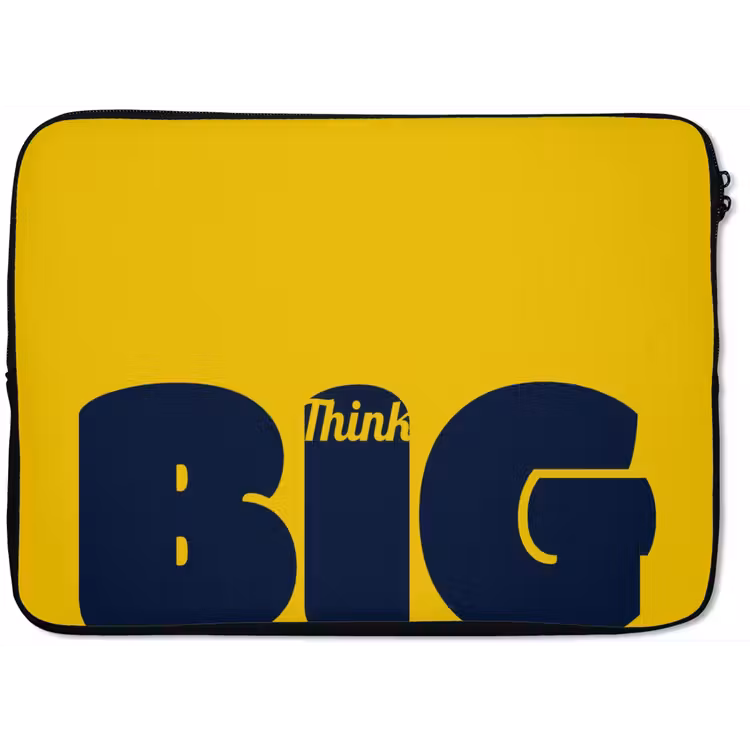 Geel - Think big - Grafisch laptophoes neopreen klein -zkaufland3dotto