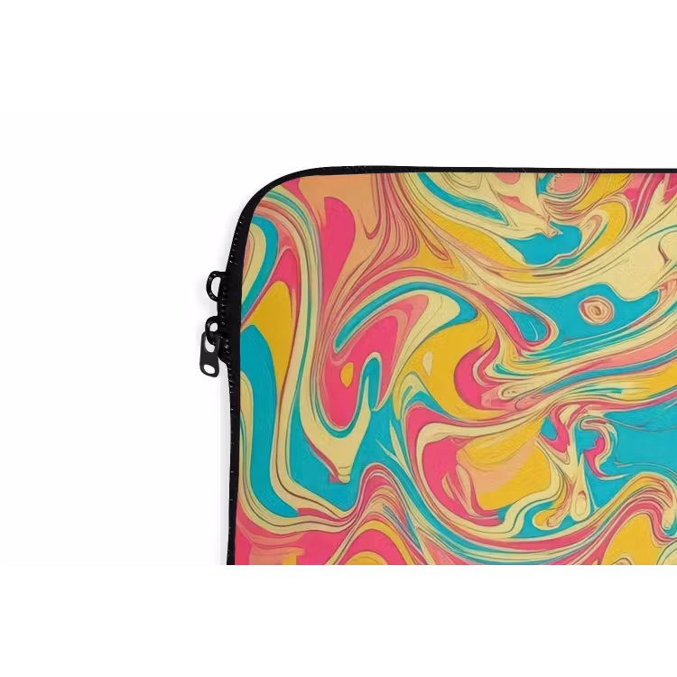 Geel - Roze - Blauw - Retro laptophoes neopreen klein -detail
