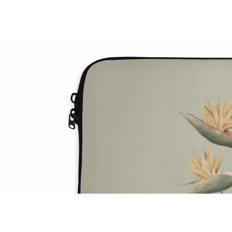 Gele kuifkaketoe - paradijsvogelbloemen - Groen laptophoes neopreen klein -detail