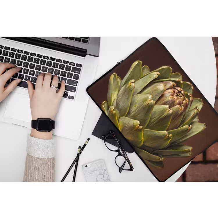 Laptop hülle - Gemüse – Artischocke – Grün - Groente - Artisjok - Groen laptophoes neopreen klein