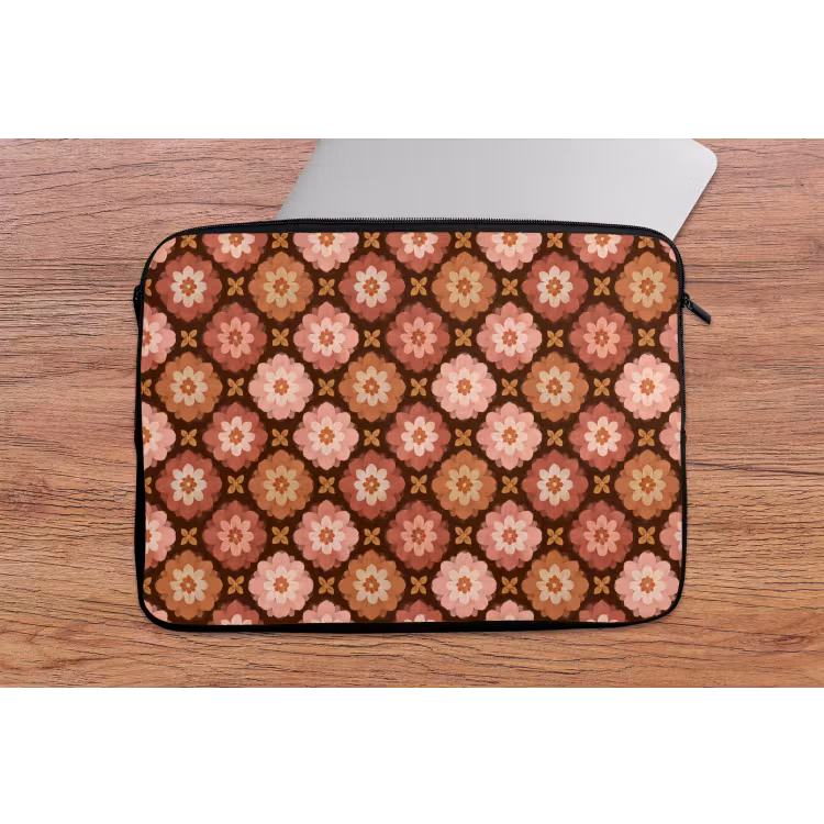 Geometrisch - Bloemen - Kleurrijk laptophoes neopreen klein 279 -tafel