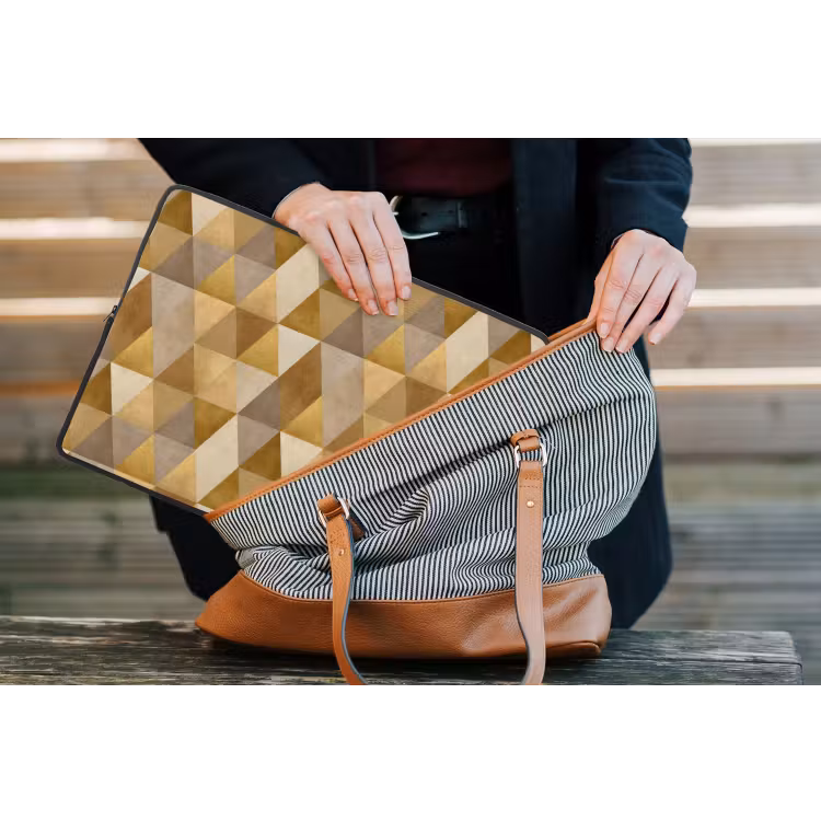 Geometrisch - Driehoek - Goud laptophoes neopreen klein 279 -tas