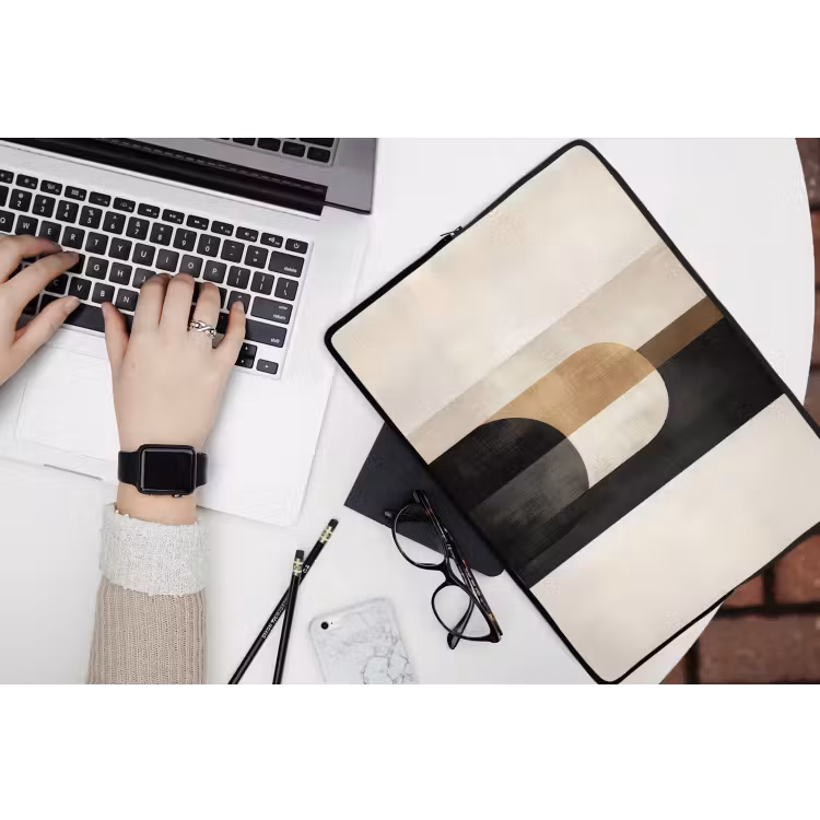 Geometrische - Vormen - Wit laptophoes neopreen klein -bureau