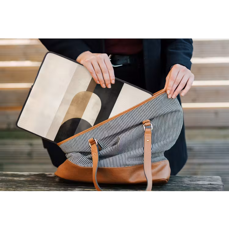 Geometrische - Vormen - Wit laptophoes neopreen klein -tas