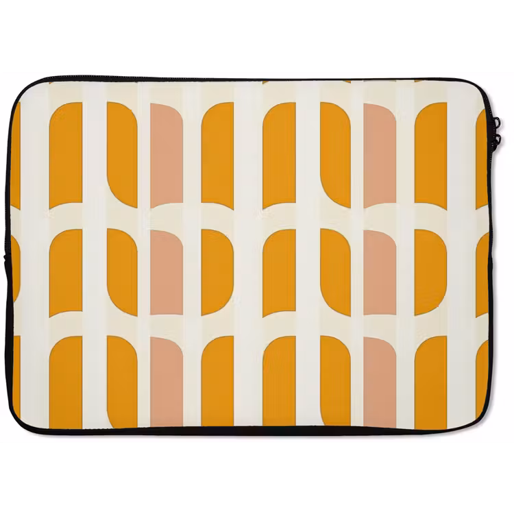 Geometrisch - Patroon - Geel - Roze laptophoes neopreen klein 279 -zkaufland3dotto