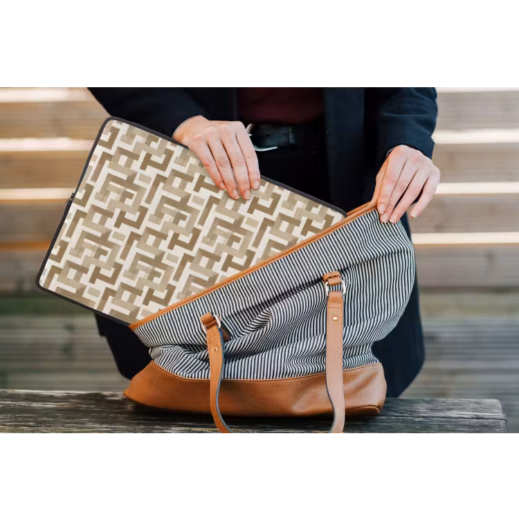 Geometrisch - Retro - Bruin laptophoes neopreen klein 279 -tas