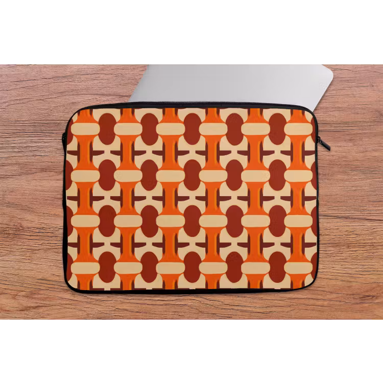 Geometrisch - Retro - Oranje laptophoes neopreen klein 279 -tafel