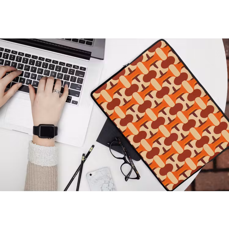 Geometrisch - Retro - Oranje laptophoes neopreen klein 279 -bureau