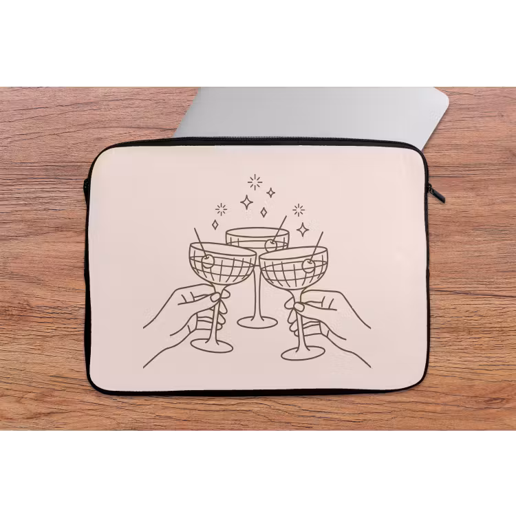 Drankjes - Feest - Proosten - Minimalistisch - Groen laptophoes neopreen klein -tafel