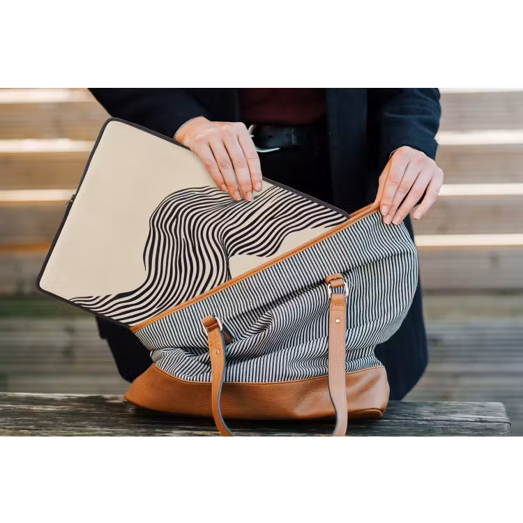 Golvend - Lijnen - Abstract - Silhouet laptophoes neopreen klein -tas