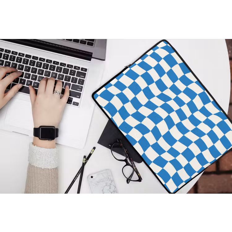 Golvend - Patroon - Blauw laptophoes neopreen klein 279 -bureau