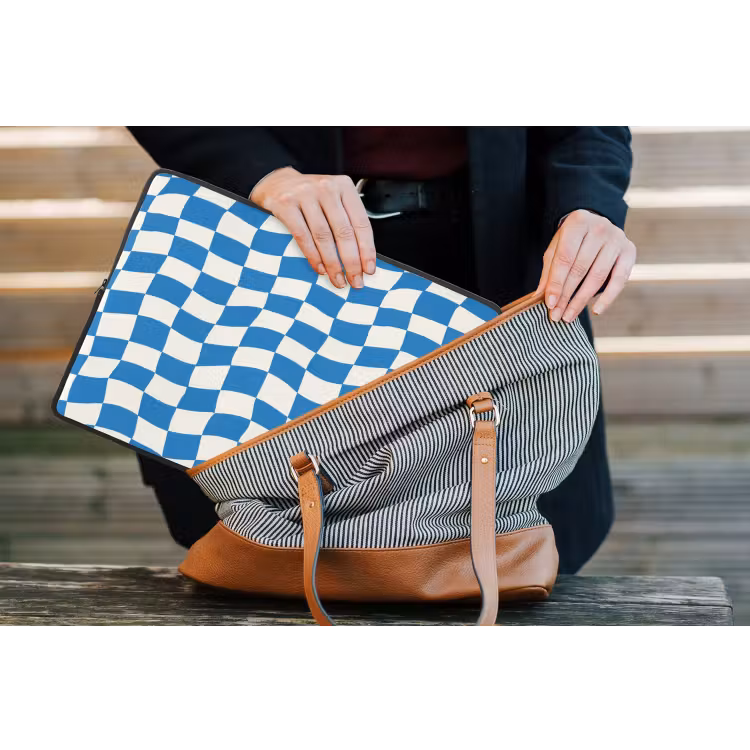 Golvend - Patroon - Blauw laptophoes neopreen klein 279 -tas