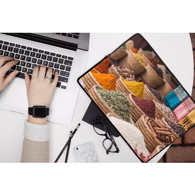 Laptop hülle - Gewürze – Körbe – Orientalisch - Kruiden - Manden - Oosters laptophoes neopreen klein