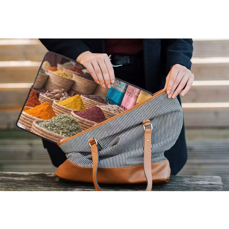 Laptop hülle - Gewürze – Körbe – Orientalisch - Kruiden - Manden - Oosters laptophoes neopreen klein