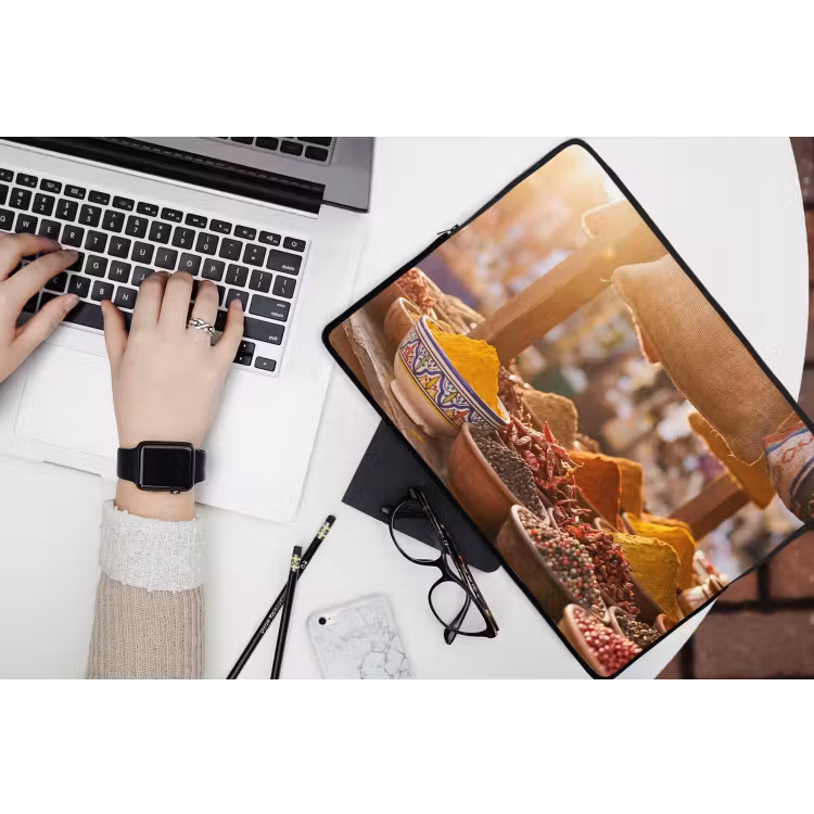 Laptop hülle - Gewürze – Markt – Bunt - Specerijen - Markt - Kleurrijk laptophoes neopreen klein