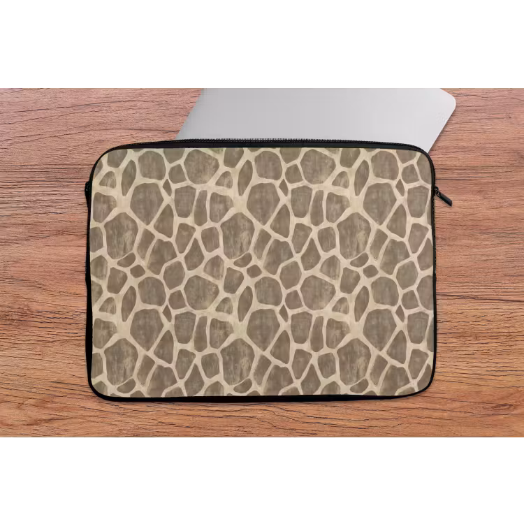 Giraf - Patroon - Beige - Bruin laptophoes neopreen klein 279 -tafel