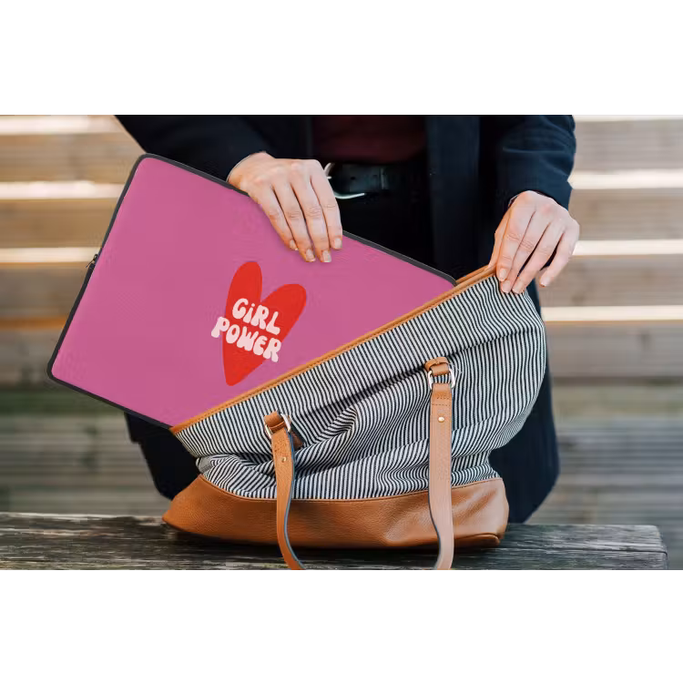 Girl power - Hart - Roze - Rood laptophoes neopreen klein -tas