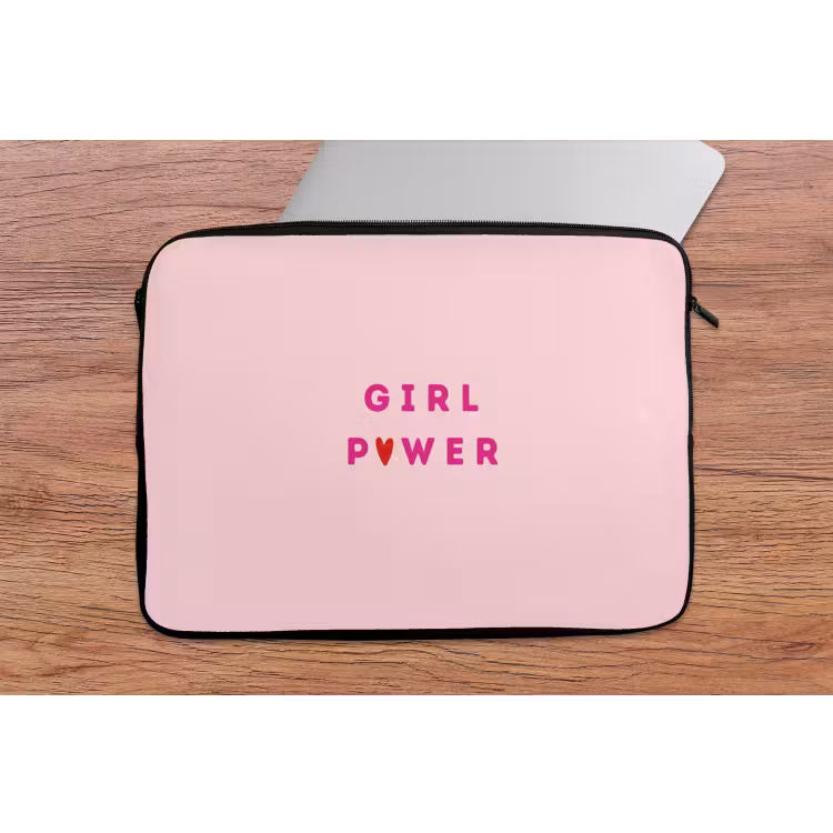 Girl power - Roze - Hartje laptophoes neopreen klein -tafel