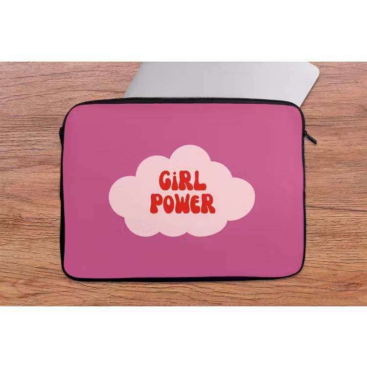 Girl power - Wolk - Roze laptophoes neopreen klein -tafel
