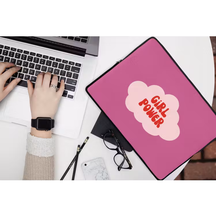 Girl power - Wolk - Roze laptophoes neopreen klein -bureau