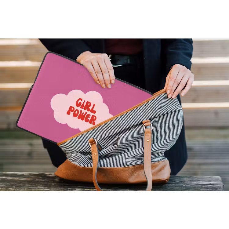 Girl power - Wolk - Roze laptophoes neopreen klein -tas