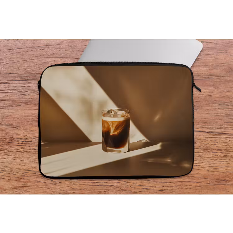 Glas - Ijskoffie - Schaduw - Bruin laptophoes neopreen klein -tafel