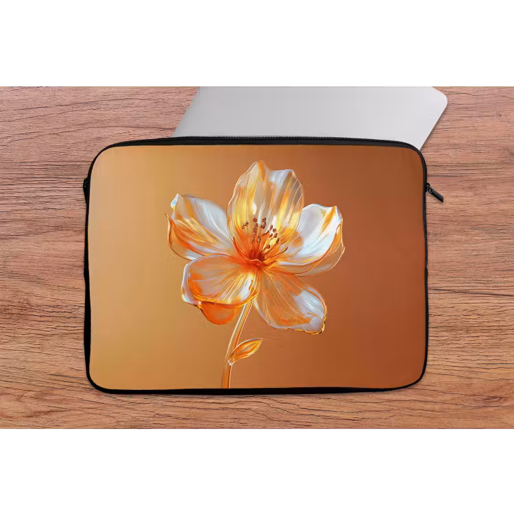 Glazen - Bloem - Oranje laptophoes neopreen klein -tafel