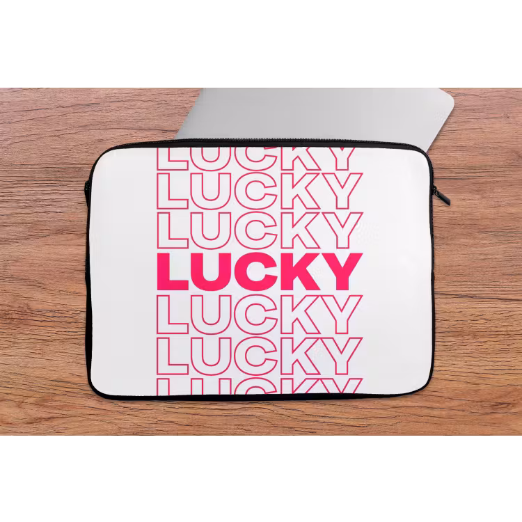 Lucky - Roze - Patroon laptophoes neopreen klein -tafel