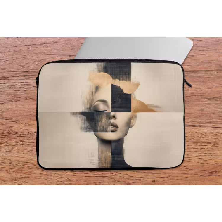 Goud - Vrouw - Rechthoeken laptophoes neopreen klein -tafel