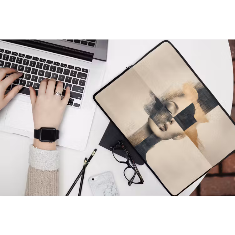 Goud - Vrouw - Rechthoeken laptophoes neopreen klein -bureau