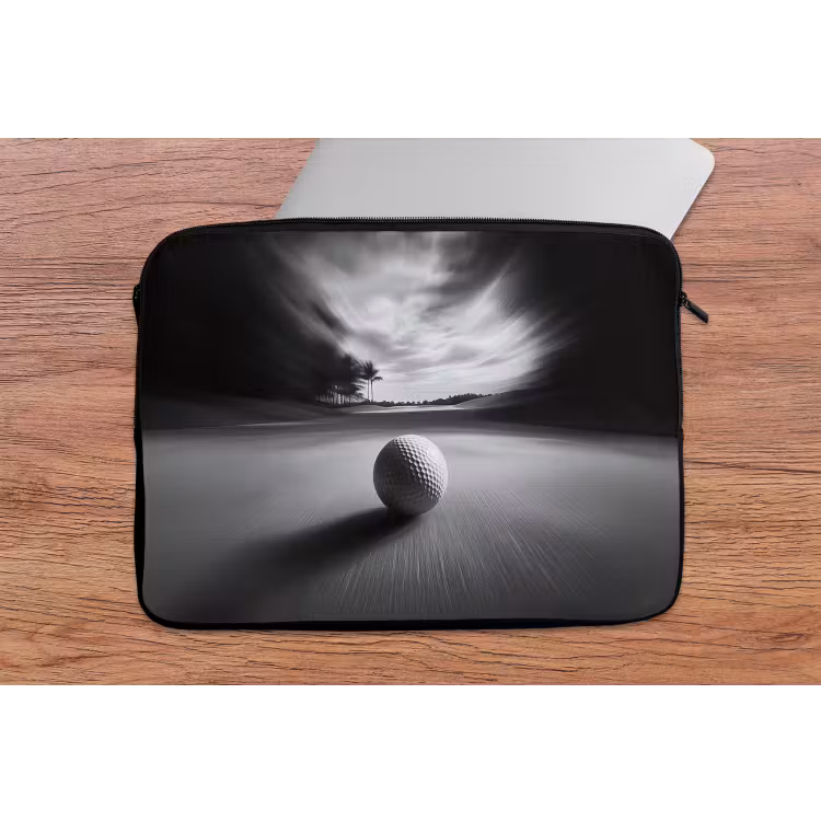 Golfbal - Wazig - Zwart laptophoes neopreen klein -tafel