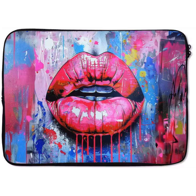 Graffiti - Lippen - Felroze - Geschilderd laptophoes neopreen klein -zkaufland3dotto