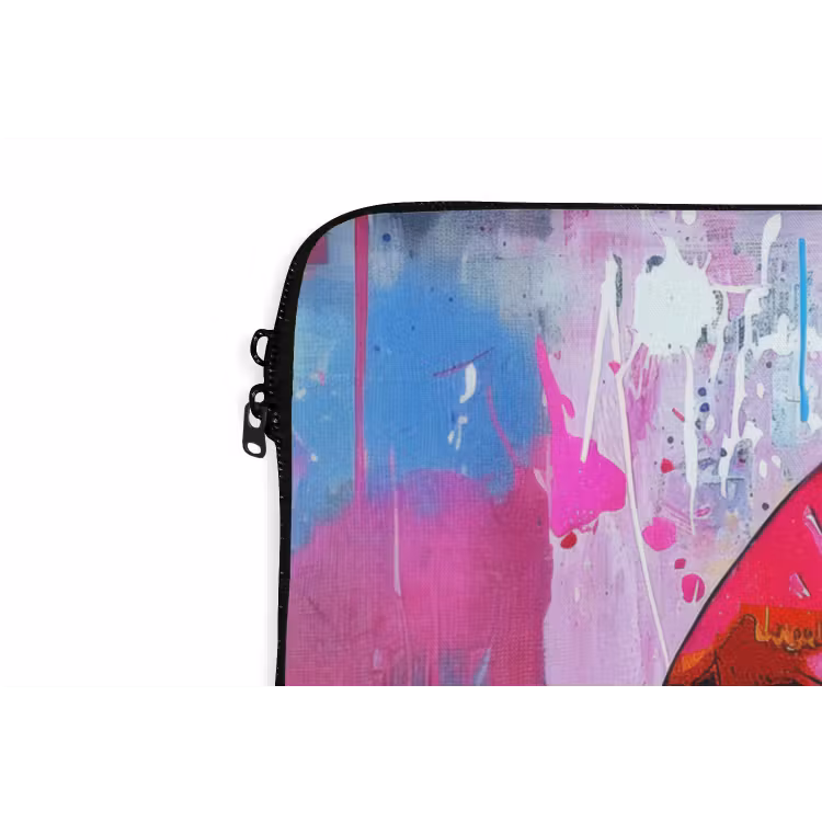 Graffiti - Lippen - Felroze - Geschilderd laptophoes neopreen klein -detail