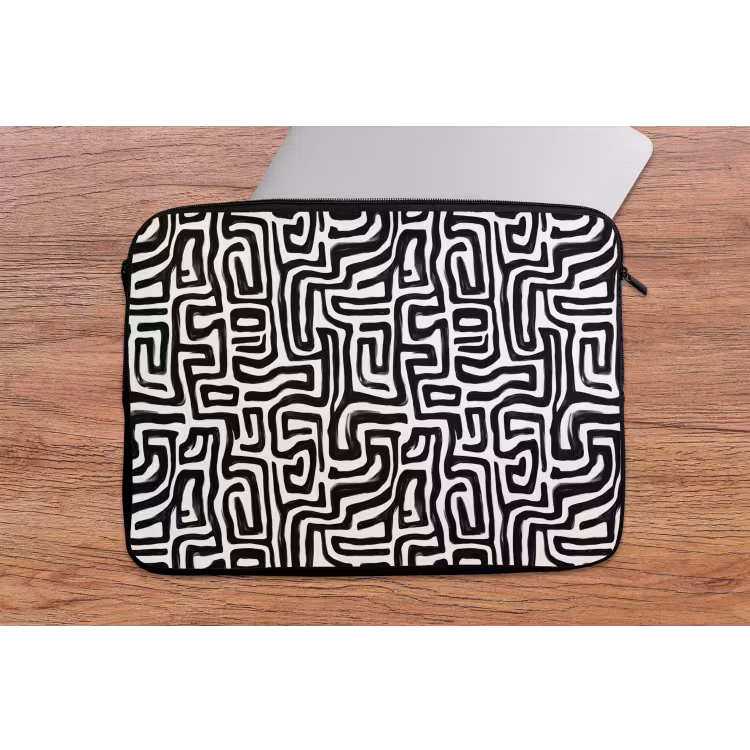 Grafisch - Lijnen - Zwart - Wit laptophoes neopreen klein 279 -tafel