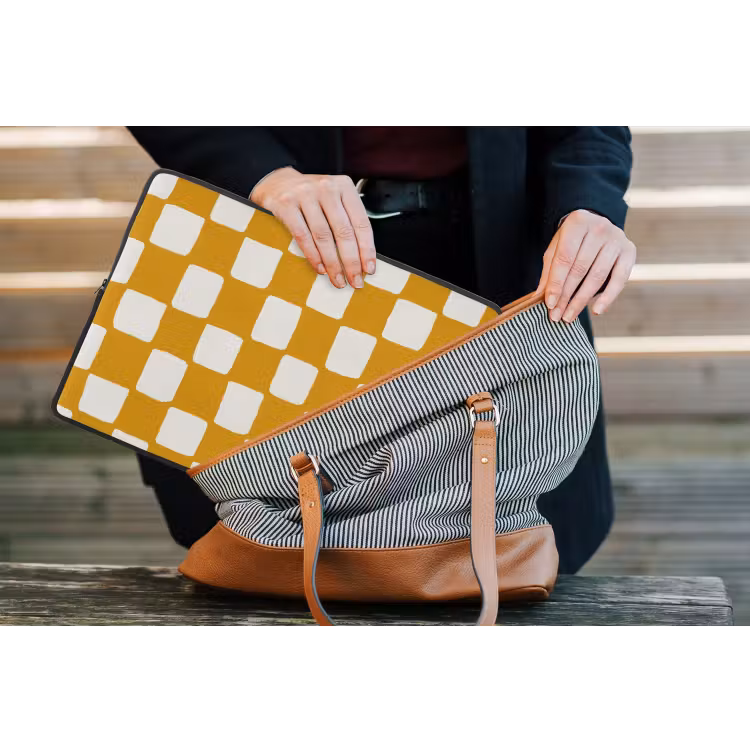 Grafisch - Patroon - Oker laptophoes neopreen klein 279 -tas