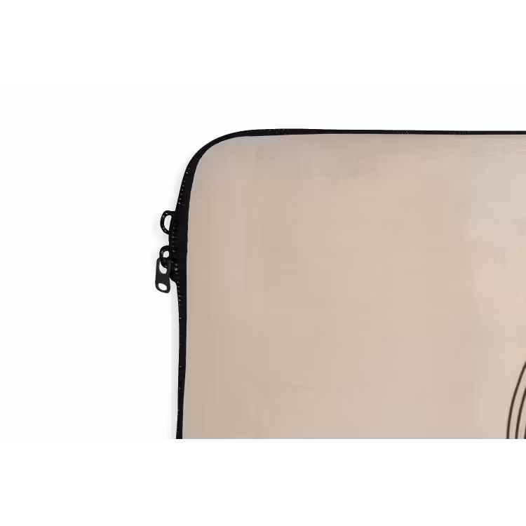 Grafisch gebogen motief - Beige laptophoes neopreen klein -detail