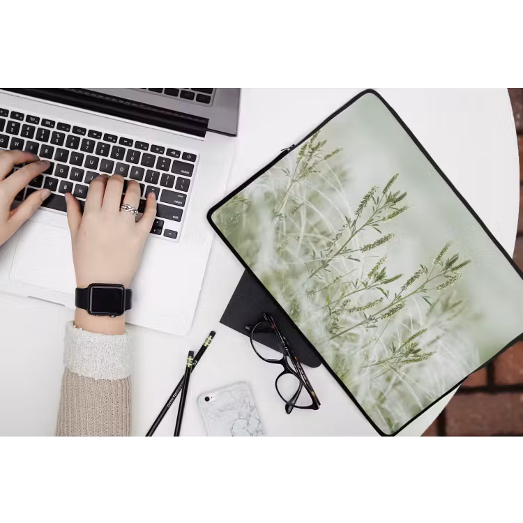 Grassen - Minimalistisch - Groen laptophoes neopreen klein -bureau