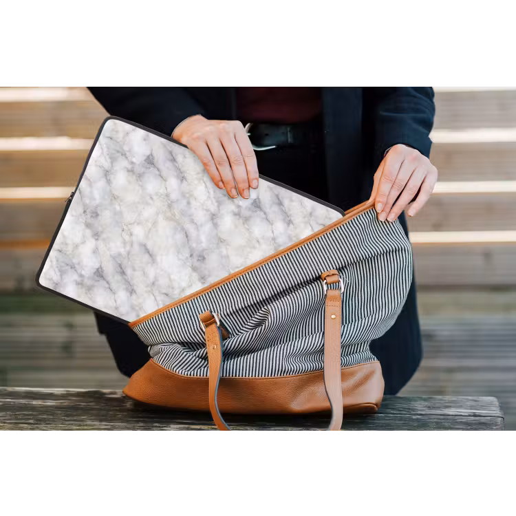 Grijs - Marmer - Gedetailleerd laptophoes neopreen klein 279 -tas
