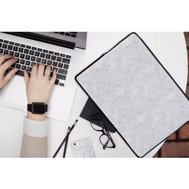 Grijs - Terrazzo-effect - Beton laptophoes neopreen klein 279 -bureau