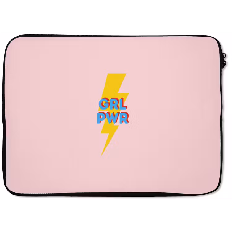 Grl pwr - Bliksem - Roze laptophoes neopreen klein -zkaufland3dotto
