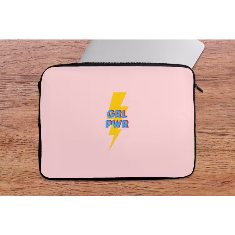 Grl pwr - Bliksem - Roze laptophoes neopreen klein -tafel