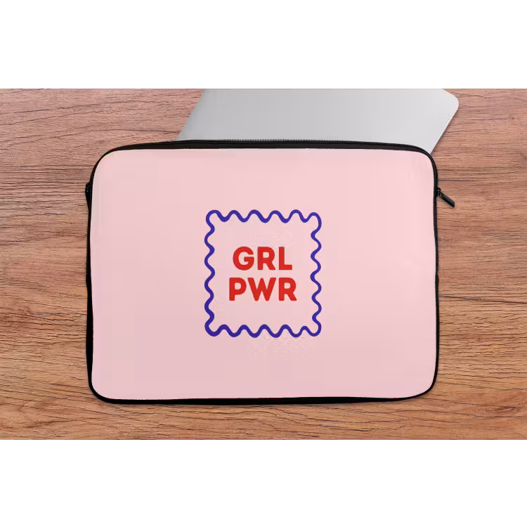 Grl pwr - Roze - Kader laptophoes neopreen klein -tafel