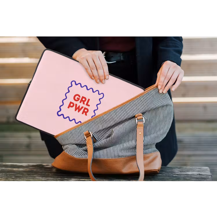 Grl pwr - Roze - Kader laptophoes neopreen klein -tas