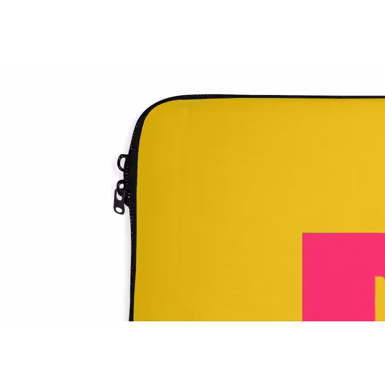 Dream big - Geel - Roze laptophoes neopreen klein -detail