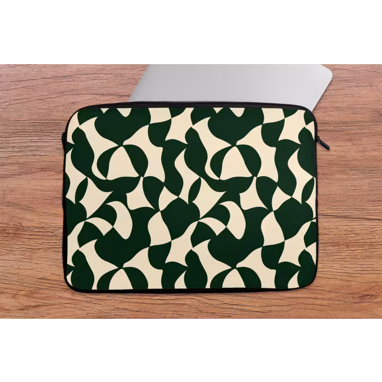 Groen - Organische vlakken - Crème laptophoes neopreen klein 279 -tafel